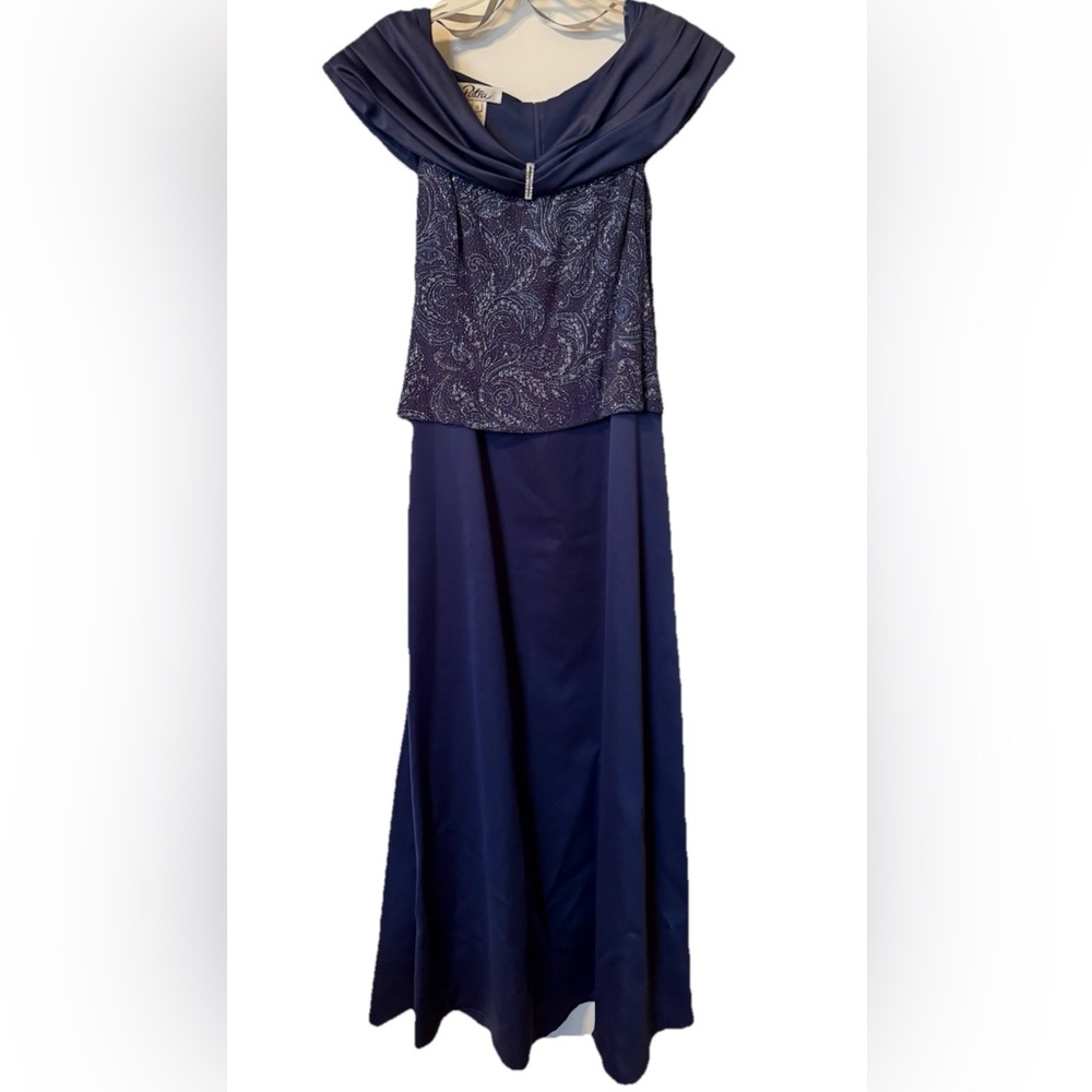 PATRA Deep Navy Evening Dress with beaded bodice Size 14